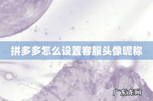 拼多多怎么设置客服头像昵称