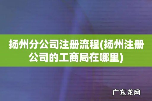 扬州注册公司的工商局在哪里 扬州分公司注册流程