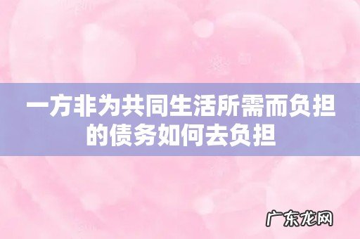 一方非为共同生活所需而负担的债务如何去负担