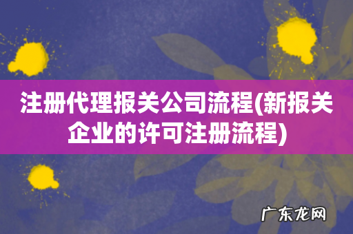 新报关企业的许可注册流程 注册代理报关公司流程