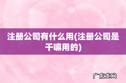 注册公司是干嘛用的 注册公司有什么用