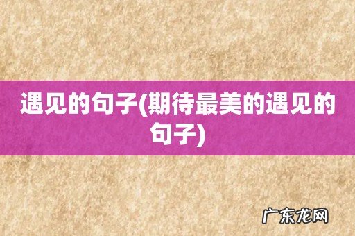 期待最美的遇见的句子 遇见的句子