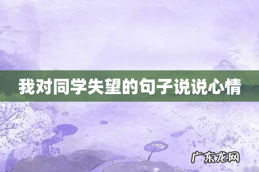 我对同学失望的句子说说心情