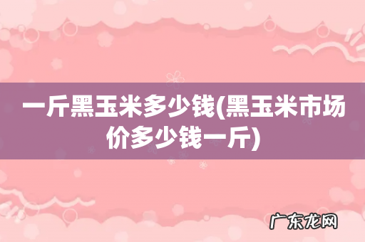 黑玉米市场价多少钱一斤 一斤黑玉米多少钱