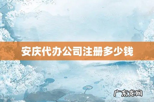 安庆代办公司注册多少钱