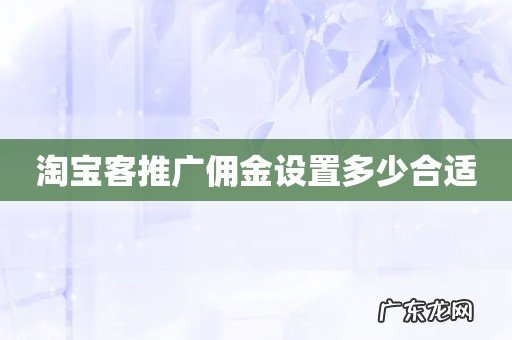 淘宝客推广佣金设置多少合适