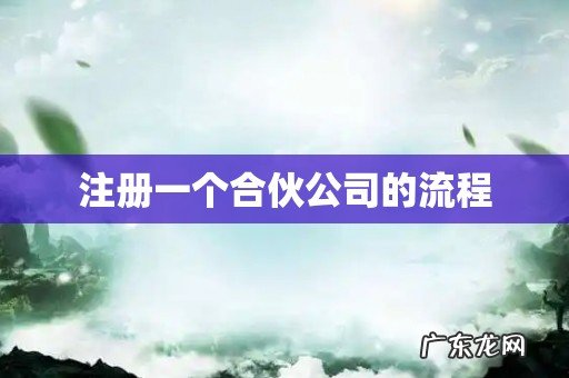 注册一个合伙公司的流程