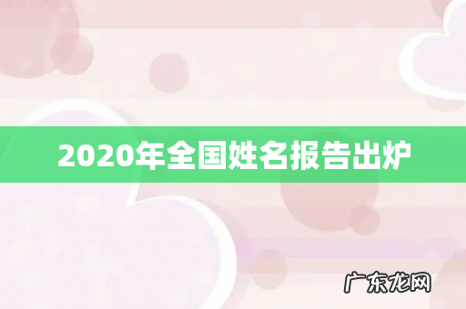 2020年全国姓名报告出炉