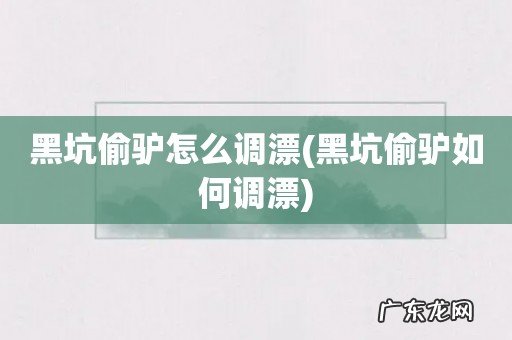 黑坑偷驴如何调漂 黑坑偷驴怎么调漂