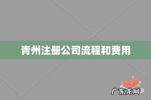 青州注册公司流程和费用