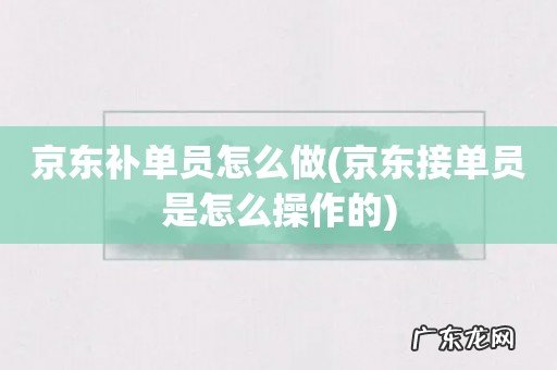 京东接单员是怎么操作的 京东补单员怎么做