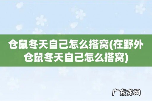在野外仓鼠冬天自己怎么搭窝 仓鼠冬天自己怎么搭窝