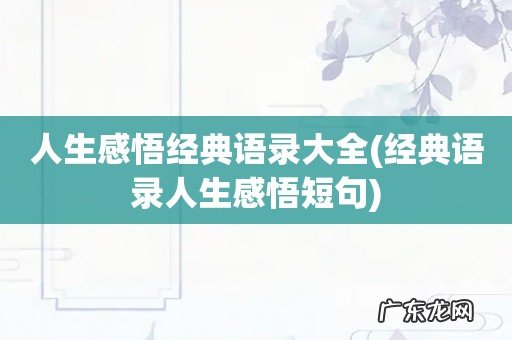 经典语录人生感悟短句 人生感悟经典语录大全