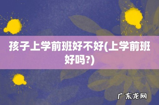 上学前班好吗? 孩子上学前班好不好