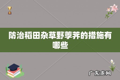 防治稻田杂草野荸荠的措施有哪些