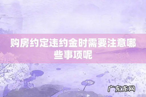 购房约定违约金时需要注意哪些事项呢