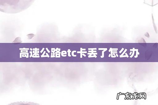 高速公路etc卡丢了怎么办