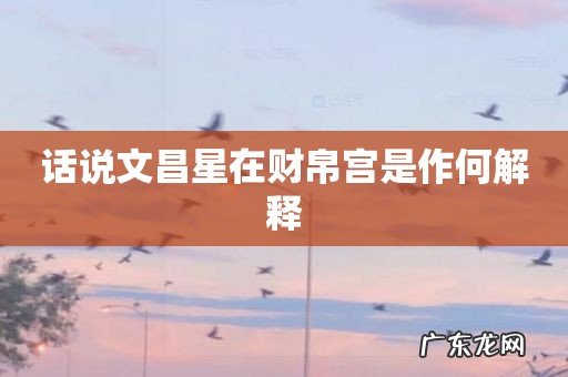 话说文昌星在财帛宫是作何解释