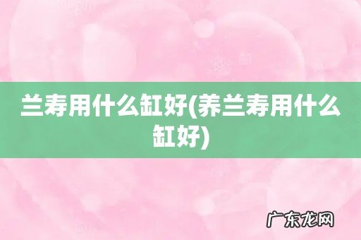 养兰寿用什么缸好 兰寿用什么缸好