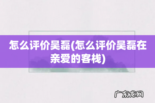 怎么评价吴磊在亲爱的客栈 怎么评价吴磊