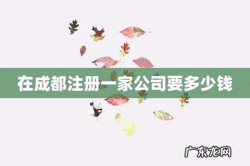 在成都注册一家公司要多少钱