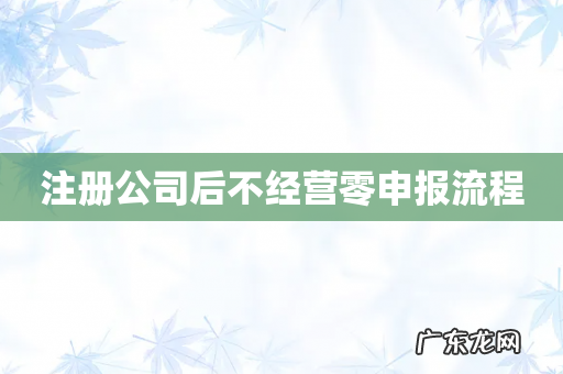 注册公司后不经营零申报流程