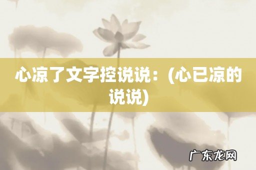 心已凉的说说 心凉了文字控说说: