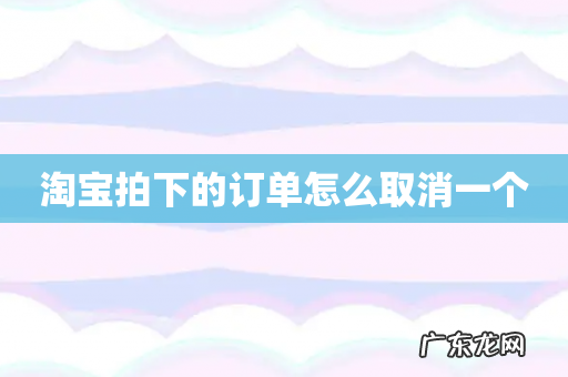 淘宝拍下的订单怎么取消一个