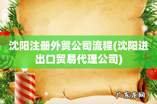 沈阳进出口贸易代理公司 沈阳注册外贸公司流程