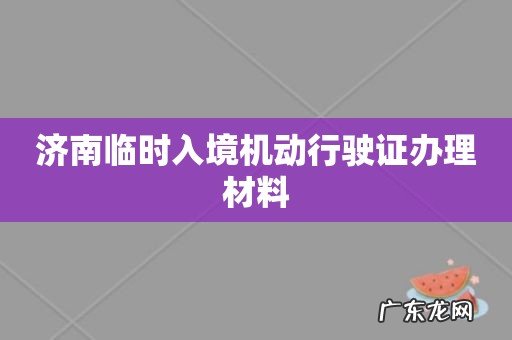 济南临时入境机动行驶证办理材料