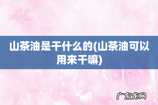 山茶油可以用来干嘛 山茶油是干什么的
