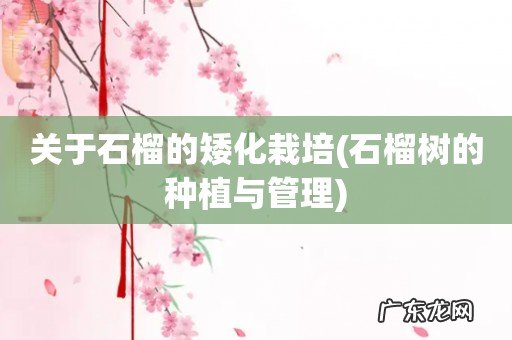 石榴树的种植与管理 关于石榴的矮化栽培