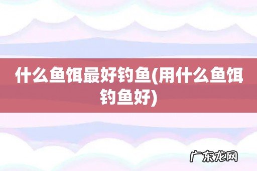 用什么鱼饵钓鱼好 什么鱼饵最好钓鱼