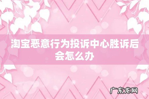 淘宝恶意行为投诉中心胜诉后会怎么办