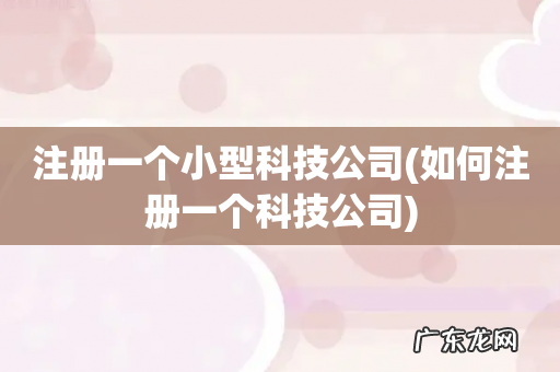 如何注册一个科技公司 注册一个小型科技公司