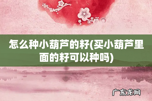 买小葫芦里面的籽可以种吗 怎么种小葫芦的籽