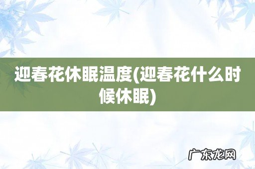 迎春花什么时候休眠 迎春花休眠温度