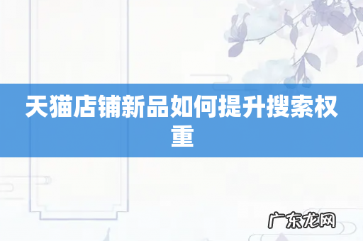 天猫店铺新品如何提升搜索权重