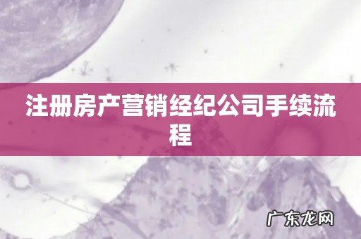 注册房产营销经纪公司手续流程