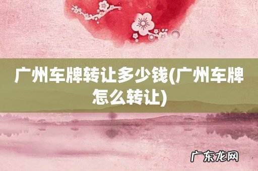 广州车牌怎么转让 广州车牌转让多少钱