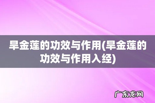 旱金莲的功效与作用入经 旱金莲的功效与作用
