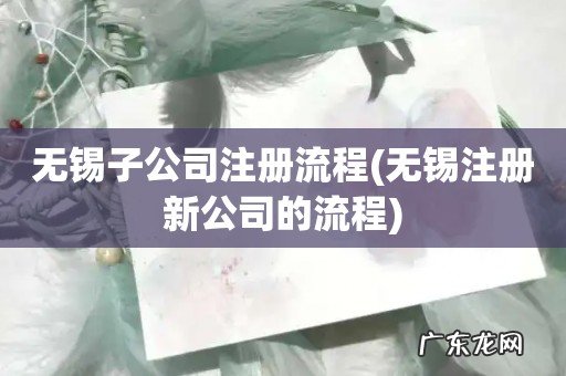 无锡注册新公司的流程 无锡子公司注册流程