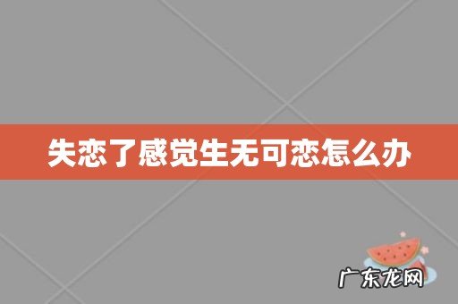 失恋了感觉生无可恋怎么办
