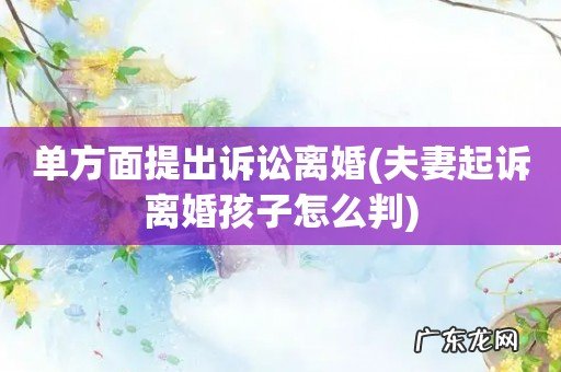 夫妻起诉离婚孩子怎么判 单方面提出诉讼离婚