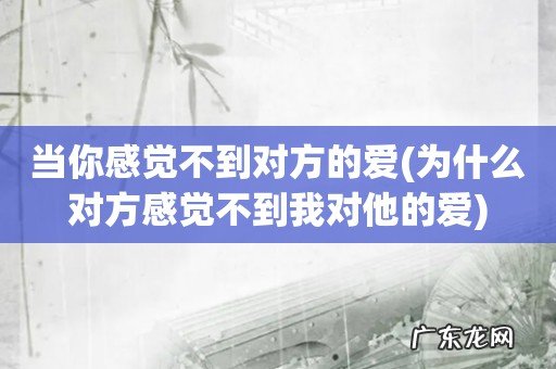 为什么对方感觉不到我对他的爱 当你感觉不到对方的爱