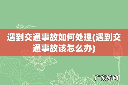 遇到交通事故该怎么办 遇到交通事故如何处理