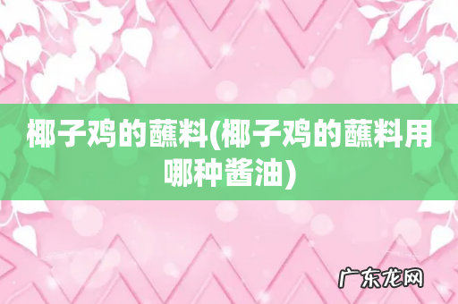 椰子鸡的蘸料用哪种酱油 椰子鸡的蘸料