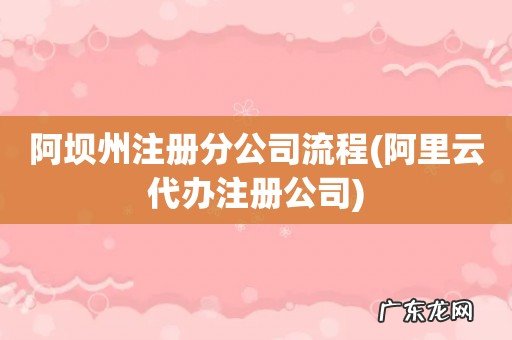 阿里云代办注册公司 阿坝州注册分公司流程