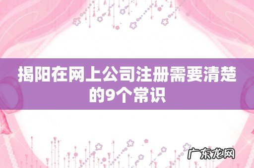 揭阳在网上公司注册需要清楚的9个常识