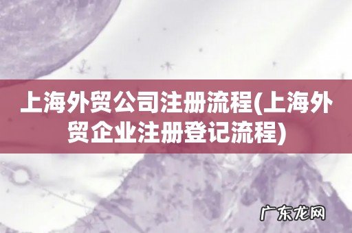 上海外贸企业注册登记流程 上海外贸公司注册流程